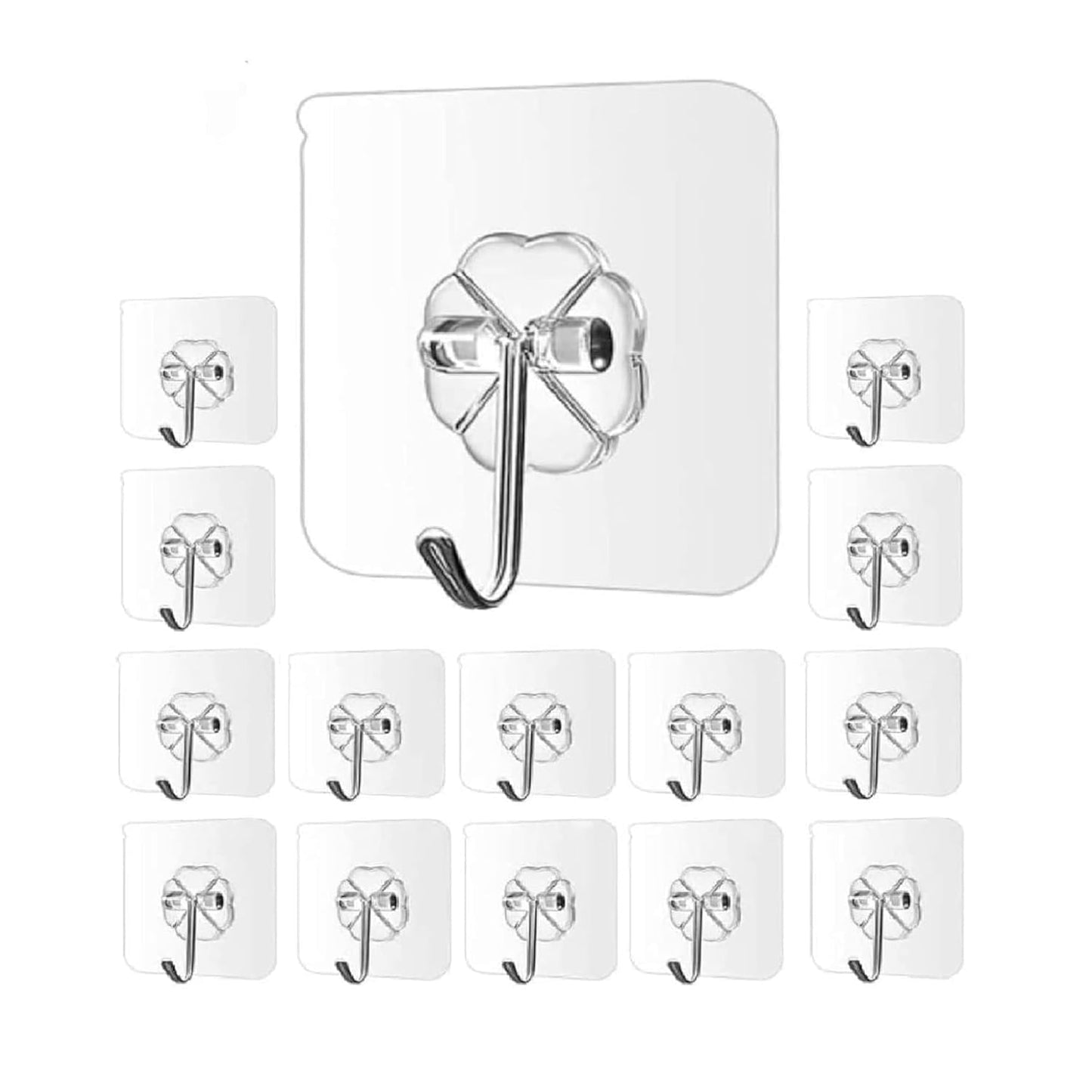 Heavy Duty Transparent Sticky Hooks - Self Adhesive Wall Hooks