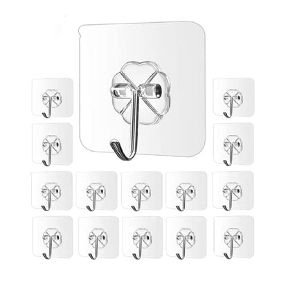 Heavy Duty Transparent Sticky Hooks - Self Adhesive Wall Hooks