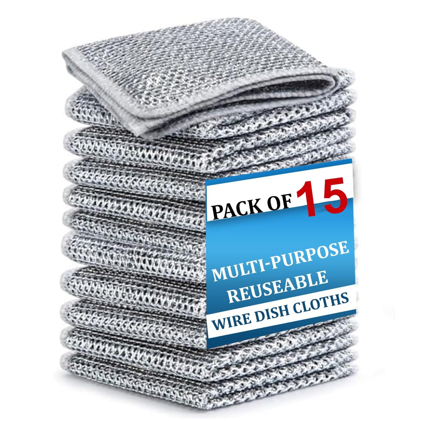 Silver Wire Scrubber Pads- Double-Layer Kitchen Cleaning Cloth