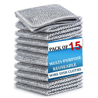 Silver Wire Scrubber Pads- Double-Layer Kitchen Cleaning Cloth