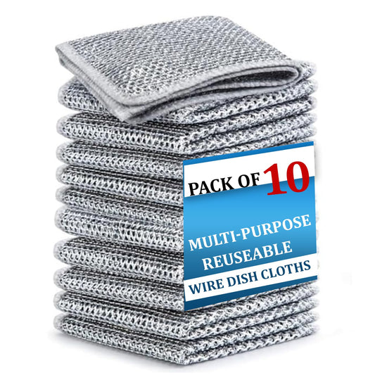 Silver Wire Scrubber Pads- Double-Layer Kitchen Cleaning Cloth