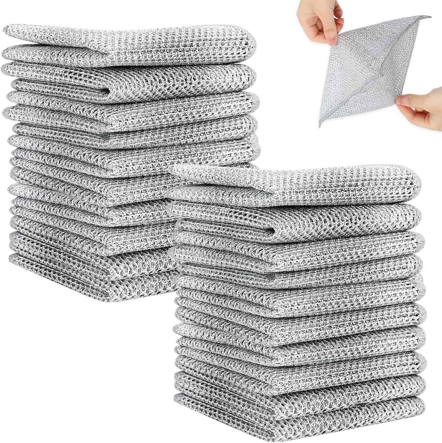 Silver Wire Scrubber Pads- Double-Layer Kitchen Cleaning Cloth