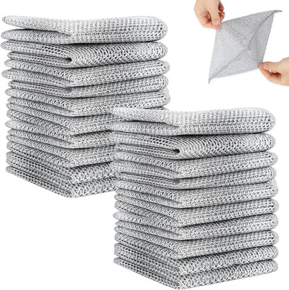 Silver Wire Scrubber Pads- Double-Layer Kitchen Cleaning Cloth