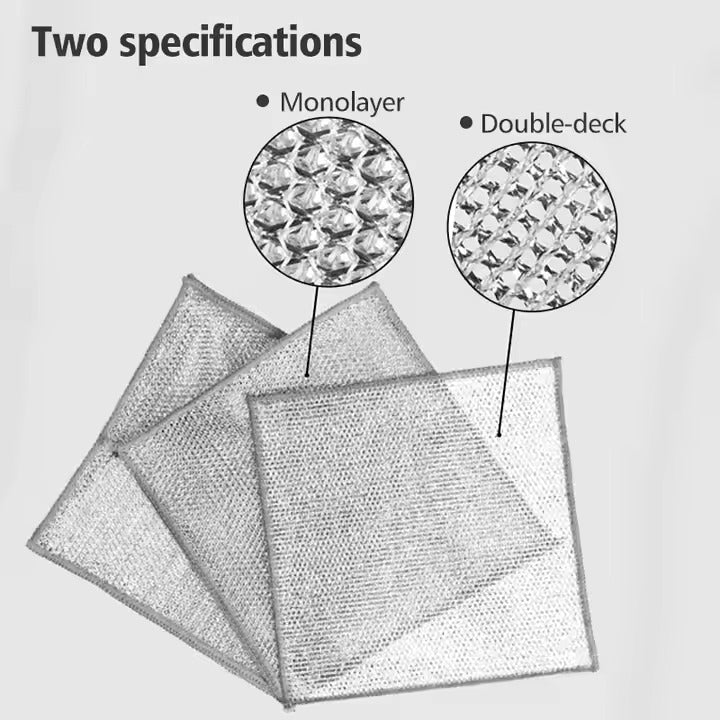 Silver Wire Scrubber Pads- Double-Layer Kitchen Cleaning Cloth