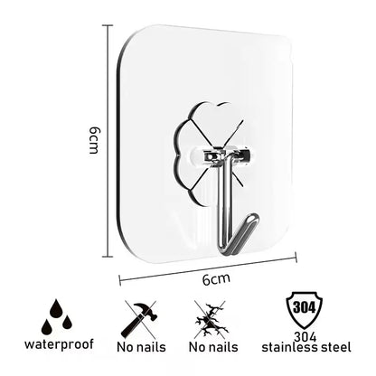 Heavy Duty Transparent Sticky Hooks - Self Adhesive Wall Hooks